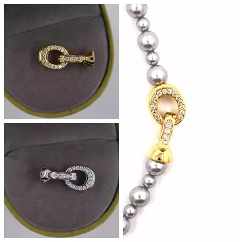 

DIY Accessories High-quality Micro-inlaid Natural Pearl Jade Crystal Beeswax Necklace Bracelet Buckle Lock V086