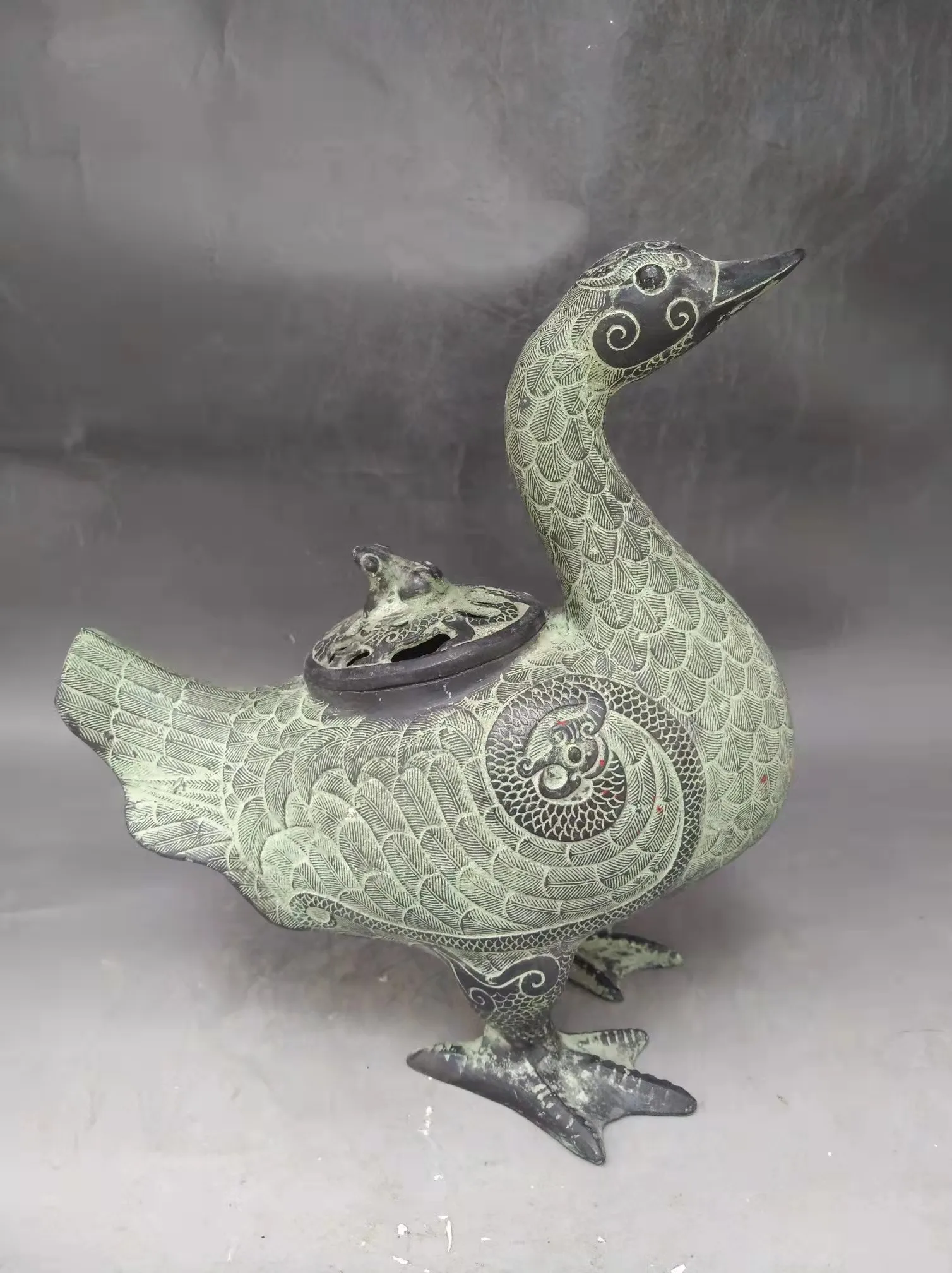 Rare old Chinese HanDyansty(25-186) Bronze duck jar, Home Decoration statue, Free shipping