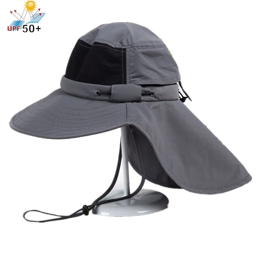 Sombrero de verano para hombre y mujer, Boonie con solapa para el cuello, protección UV, ala ancha grande, senderismo y Pesca