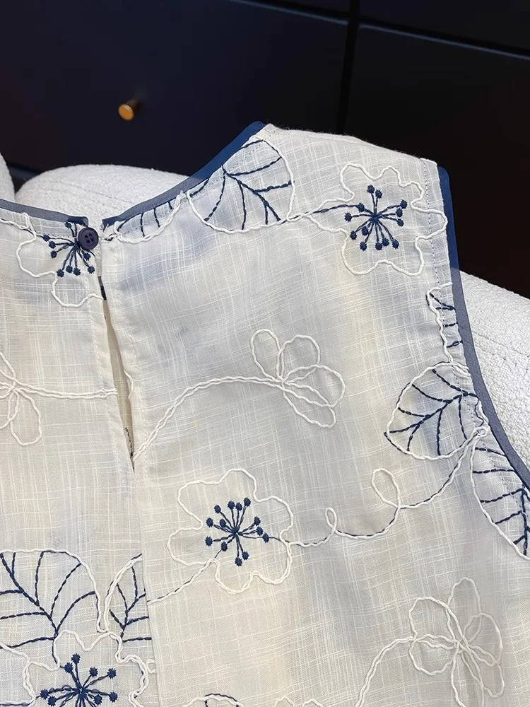 

Retro Embroidered Hook Flower Lace Trim Svel irt Women's Sle Sweet Youthful Versatile Top Trendy Summer Korean System