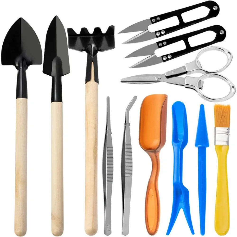 Multi-functional Mini Garden Planting Tool Set Wood Handle Soil Digging Shovels Gardening Hand Tools Scale Shovel Hand Rake