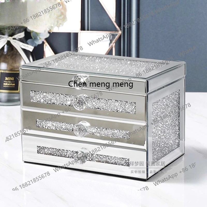 

European jewelry box, exquisite desktop light luxury jewelry storage box