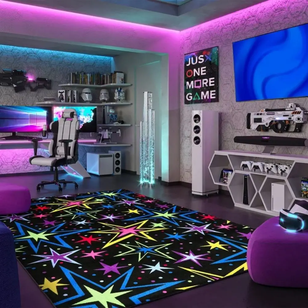 VIKAMA American Neon Crystal Velvet Carpet Large Area Of Home Living Room Full of Bed Side Blanket Game Entertainment Place Mat