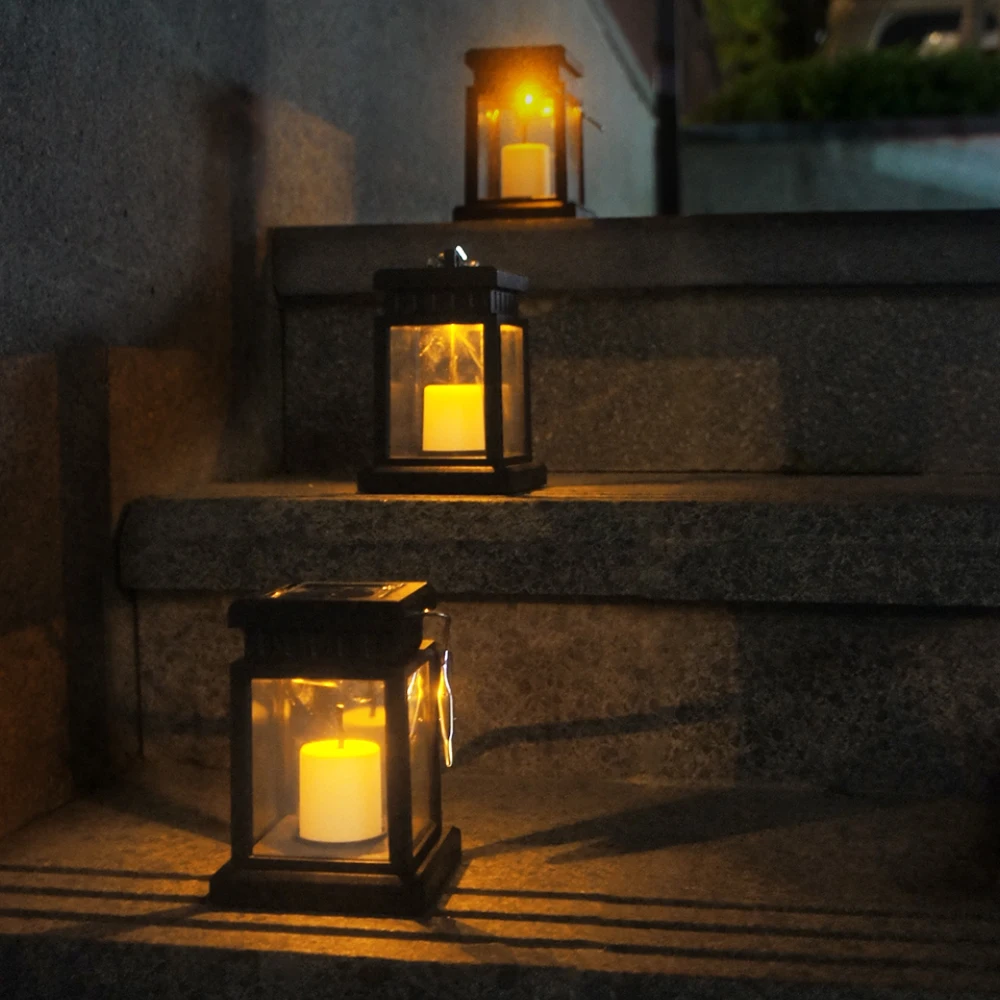 

Garden Decor Solar Candle Lights Retro Palace Lantern Hanging Patio Walkway Light Landscape Floor Lights Waterproof Lawn Lamp