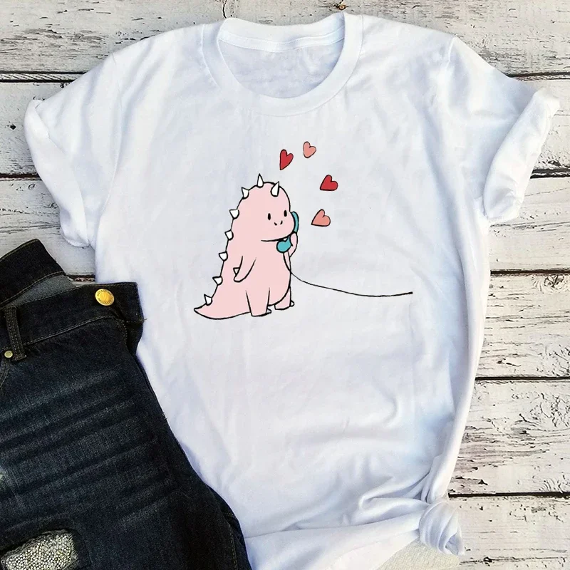 Kawaii Dinosaur Couple Shirt Cute Dinosaur Matching T-Shirts Gift for Her Matching Tee for Lovers Valentine Days Top m