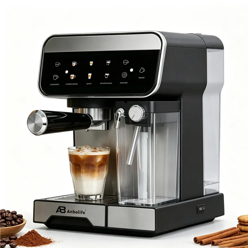 19 Bar NTC Temperature Control Stainless Steel Self Cleaning Program Compact Espresso Coffee Machine With Color Display