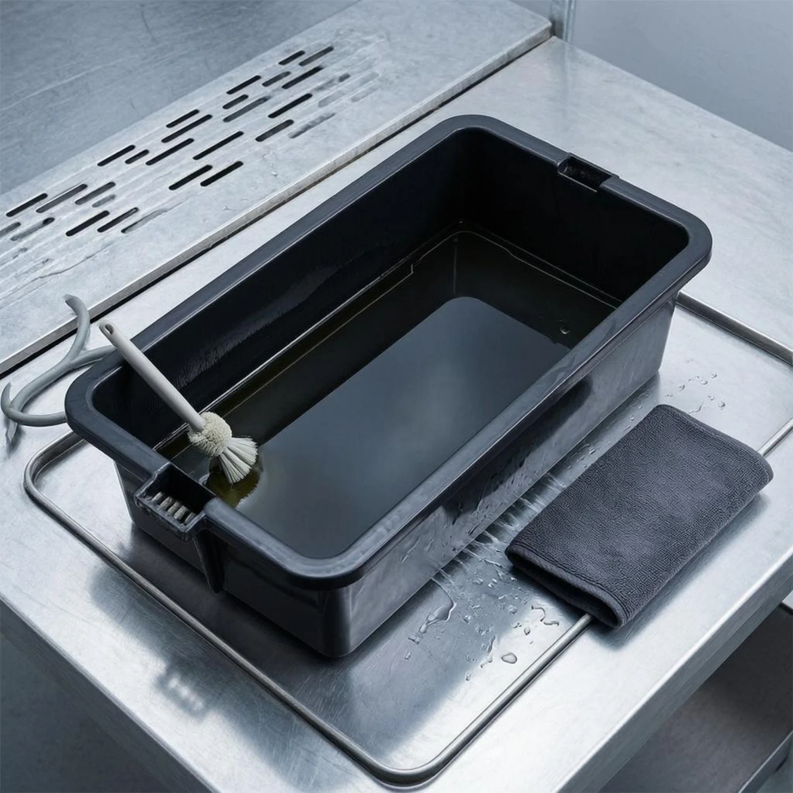 Oil Drain Pan Pouring Spout Parts Cleaning Pan Auto Maintenance Sleek Finish Garage Supply Black for Workshop