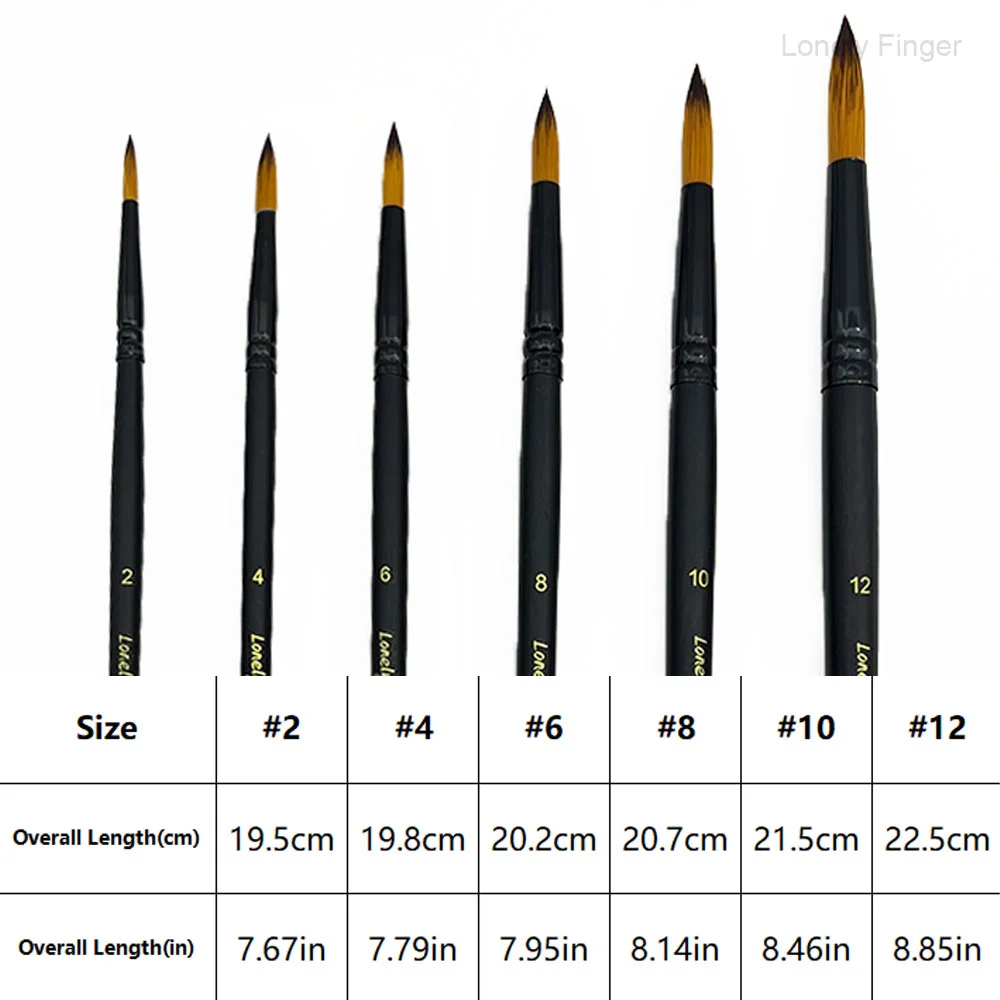 Round Pointed Tip Paint Brushes Set, 6 Pcs Artist Paintbrushes for Acrylic Oil Watercolor Gouache Painting, Premium Nylon Hair A