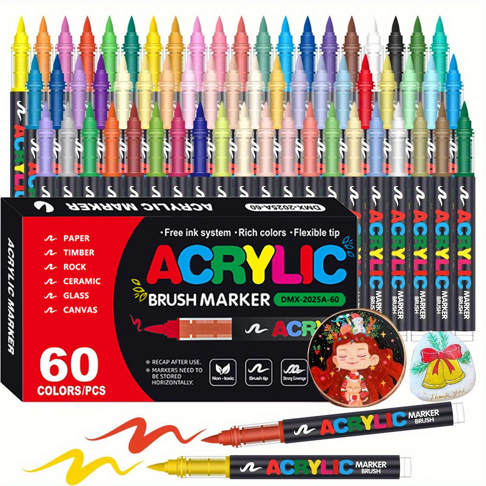 12-366 kleuren acrylverfmarker Waterdichte acrylborstelmarker Professionele acrylmarker Set DIY-kleurkunstbenodigdheden