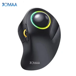 JOMAA RGB Backlit Wireless Trackball Mouse Wireless 2.4G Rechargeable Ergonomic Rollerball Gaming Mouse for Laptop Mac iPad Game