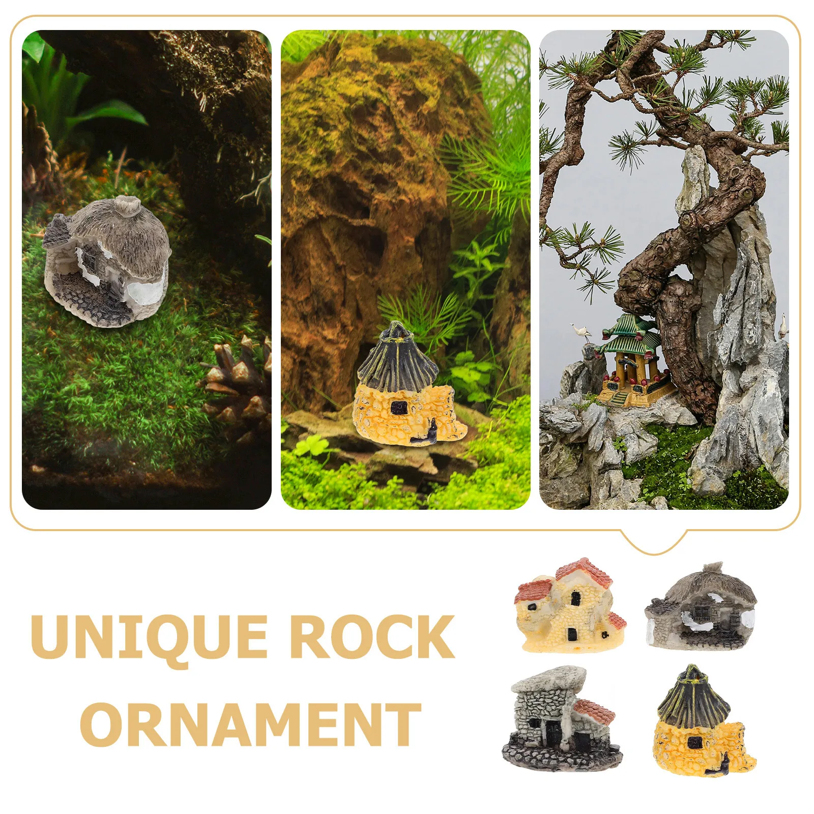 

4Pcs Resin Miniature Ornament for Micro Landscape Garden Decoration Fairy Tale Small Cottage Fairy