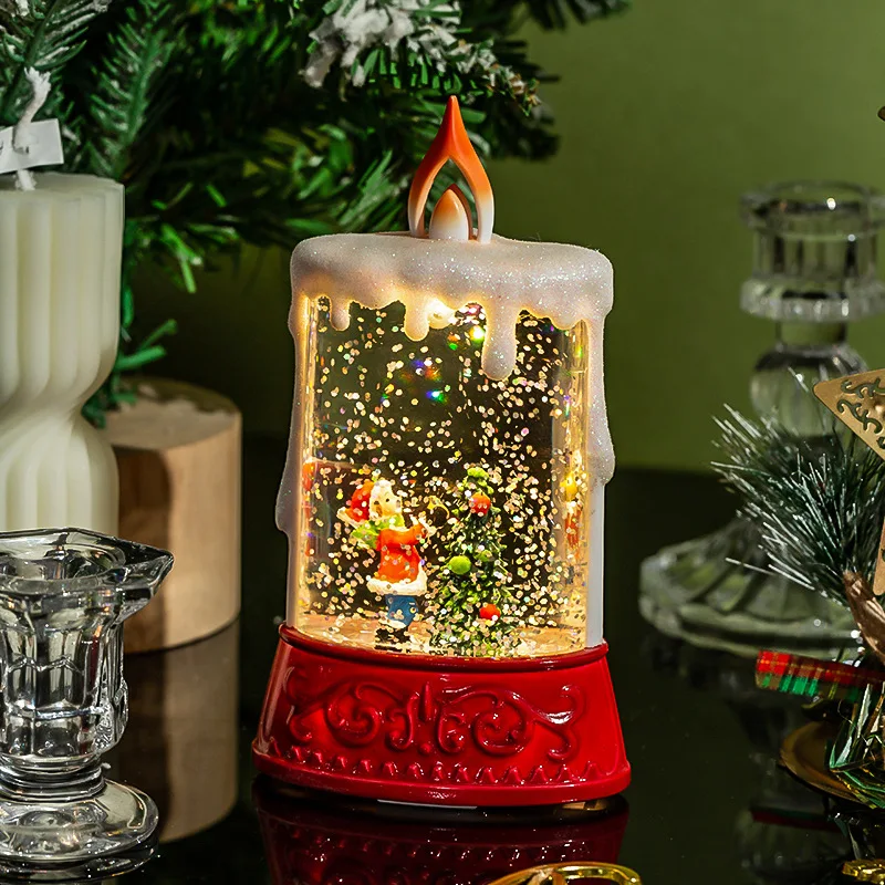 Natale LED a lume di candela Cascata rotante senza fiamma Candela scintillante a lume di candela Candela elettronica in cristallo Decorazione da tavolo Regalo