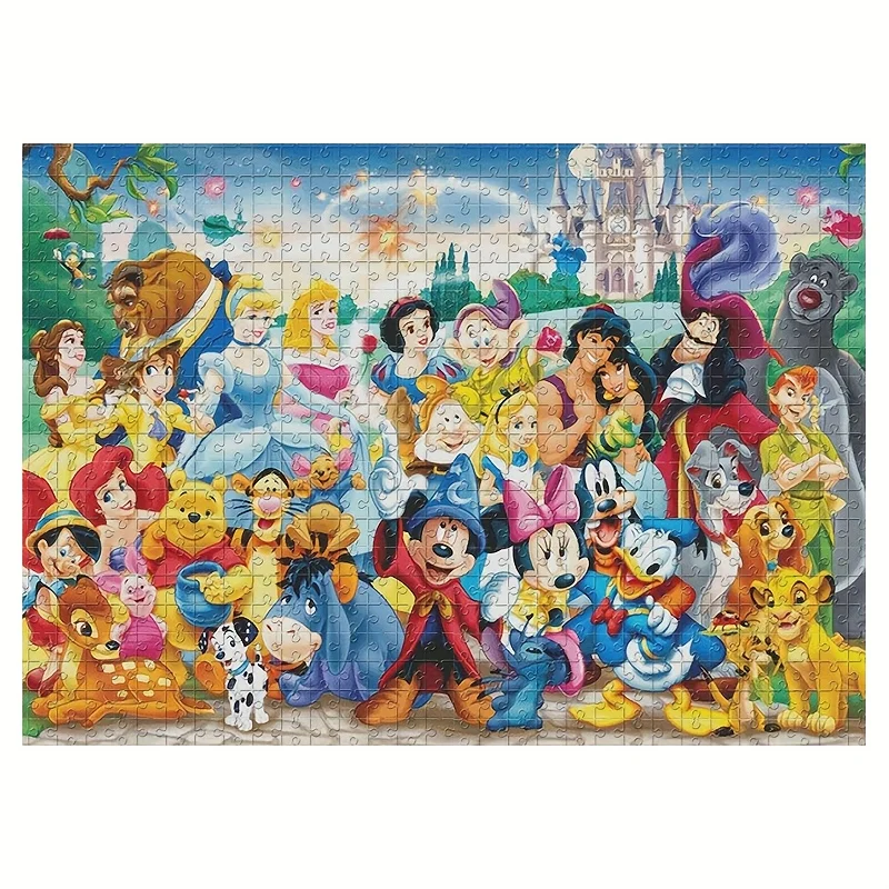 

1000pcs Puzzles Featuring Cartoon Characters Like Mickey Mouse, Princesses And Princes, Beauty And The Beast, Winnie The Pooh,