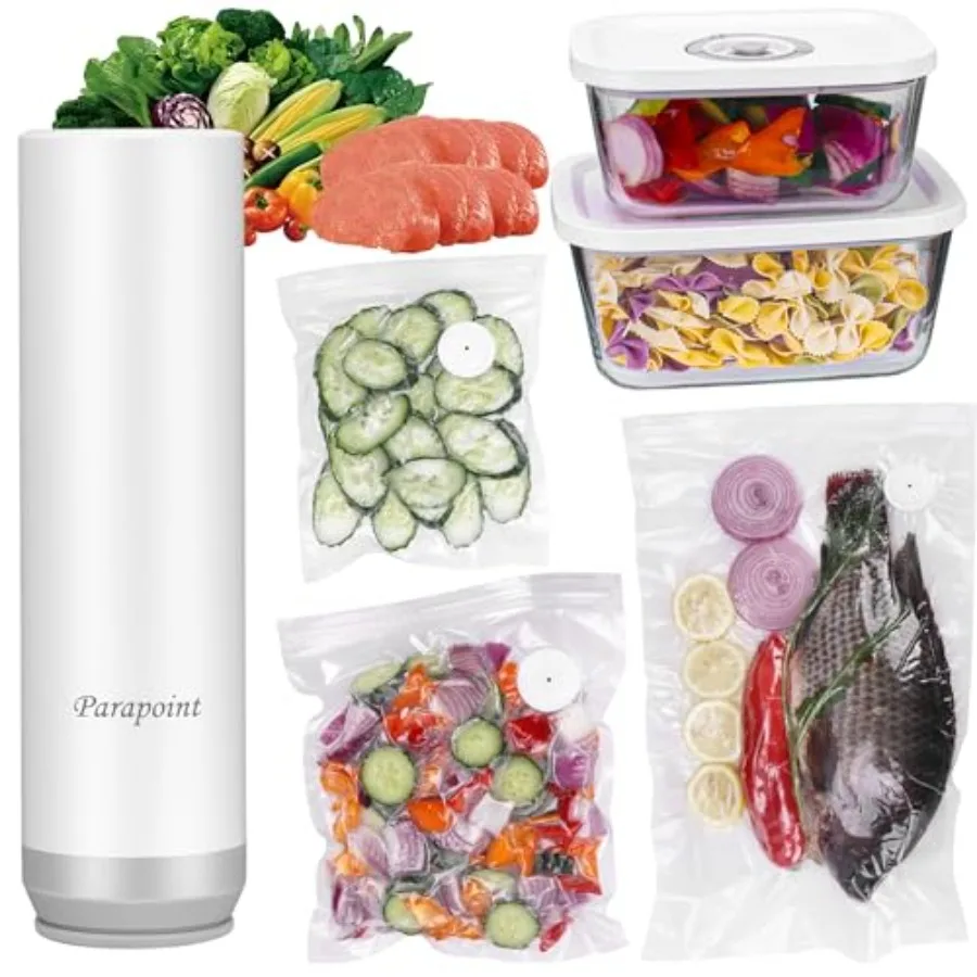 

Портативная машина для вакуумной упаковки продуктов с стеклянными контейнерами и многоразовыми пакетами для хранения на кухне, мощная вакуумная упаковка, черный цвет