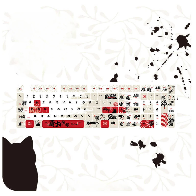 117 Keys/Set White Keycaps Animal Cat Backlit Keycaps Cute Cat PBT Key Caps ASA Height for MX Switch DIY Mechanical Keyboards