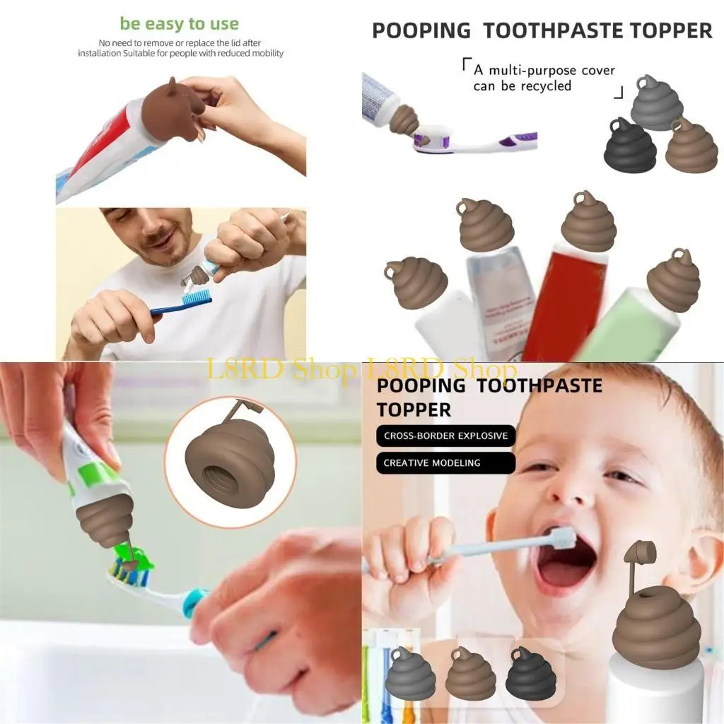 L8rd pooping معجون الأسنان قبعات موزع معجون أسنان مضحك معجون أسنان قابل لإعادة الاستخدام
