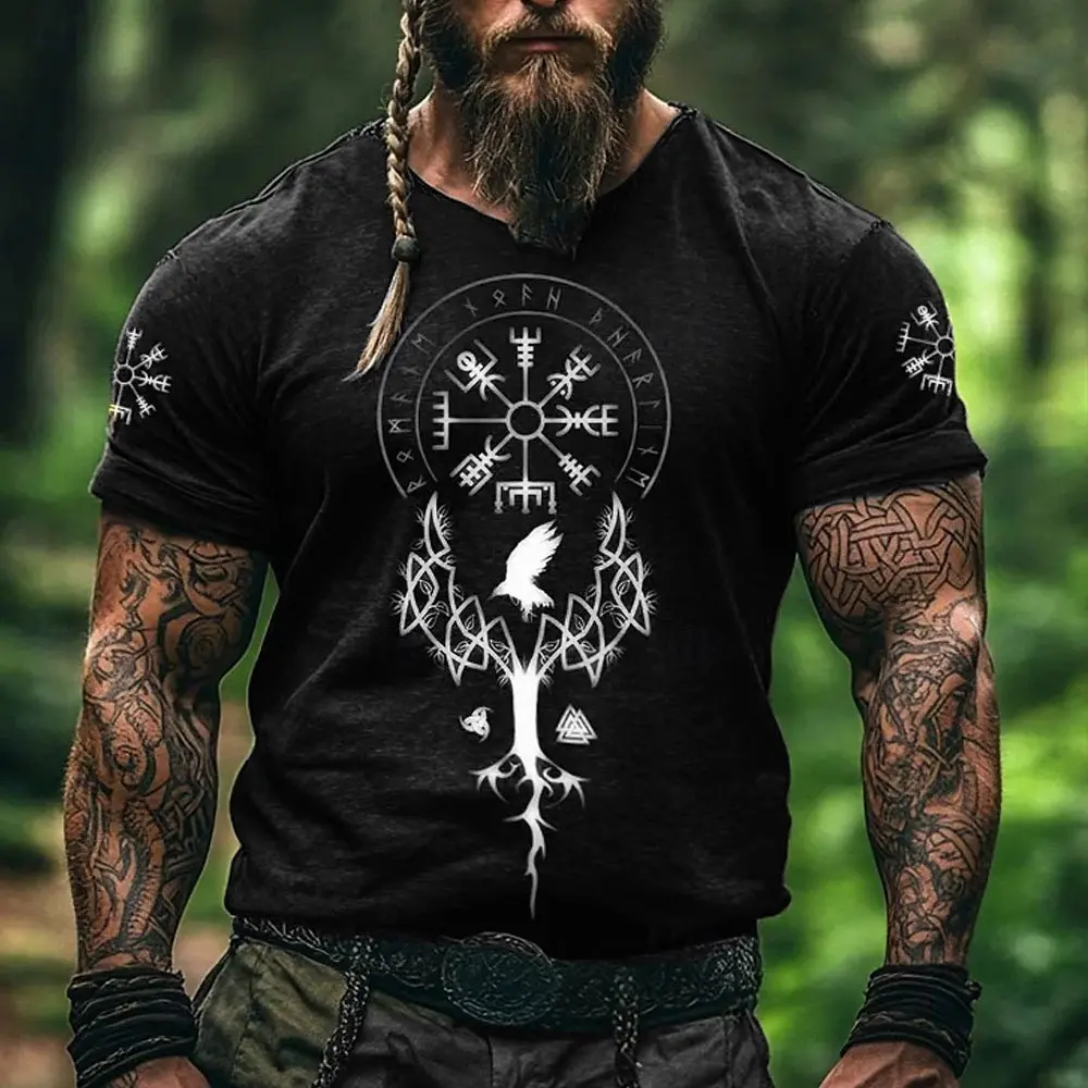 

Винтажная мужская футболка с коротким рукавом в национальном стиле, лето 2025 г., повседневные мужские футболки с круглым вырезом, одежда больших размеров, мужской топ для подростков