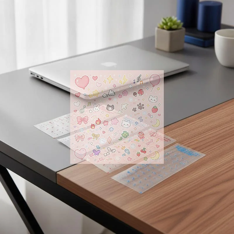 3Pcs Arabic Transparent Keyboard Stickers Language Letter Red White Labels Computer PC Dustproof Laptop Accessories