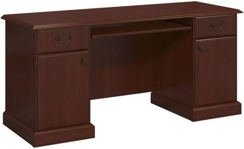 Arlington Computer Desk with Storage and Keyboard Tray in Harvest Cherry