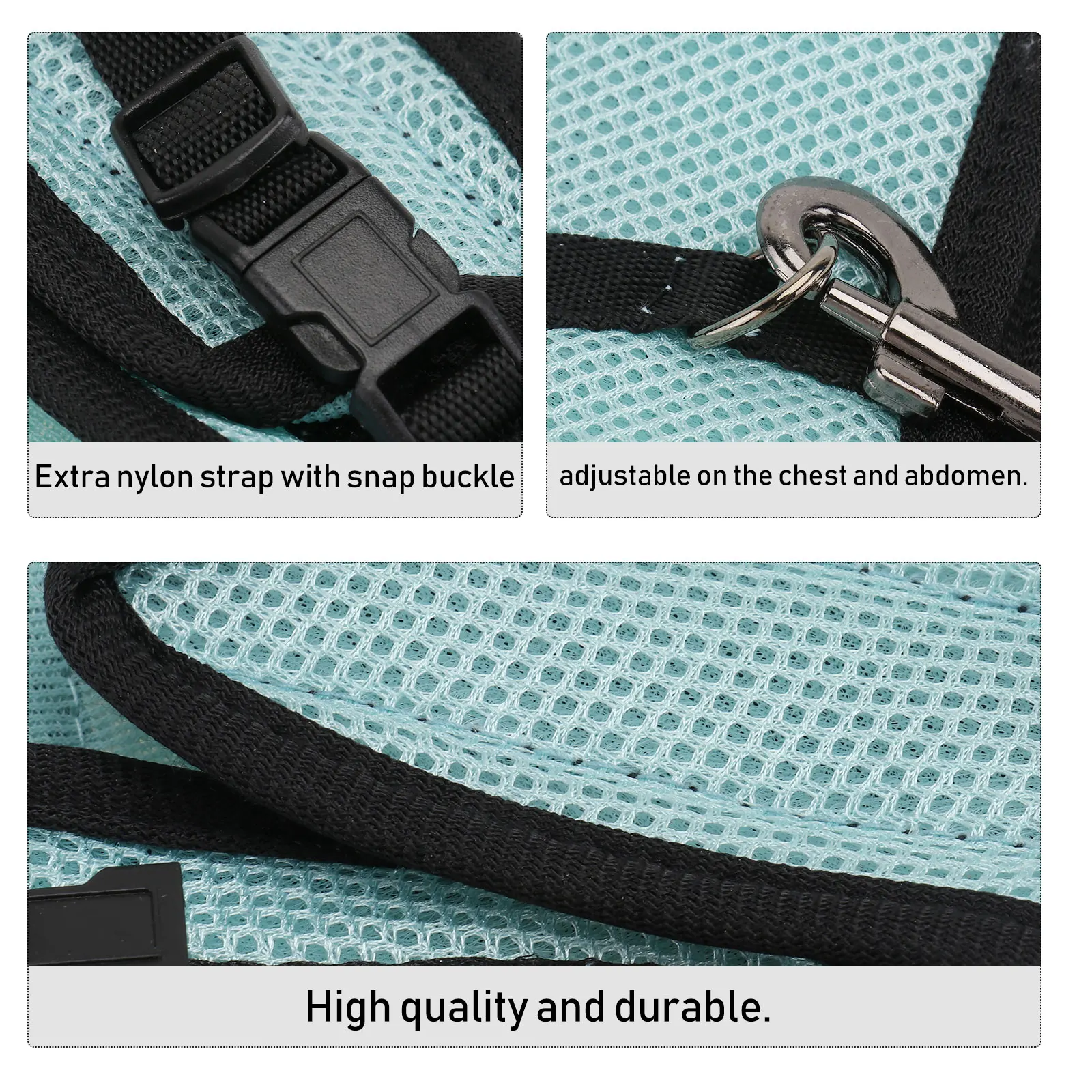 

Pet Leash Harness Rabbit Small Adjustable 120cm Elastic Bunny Vest Strap Comfortable Durable Polyester Soft Padding Snap Buckle