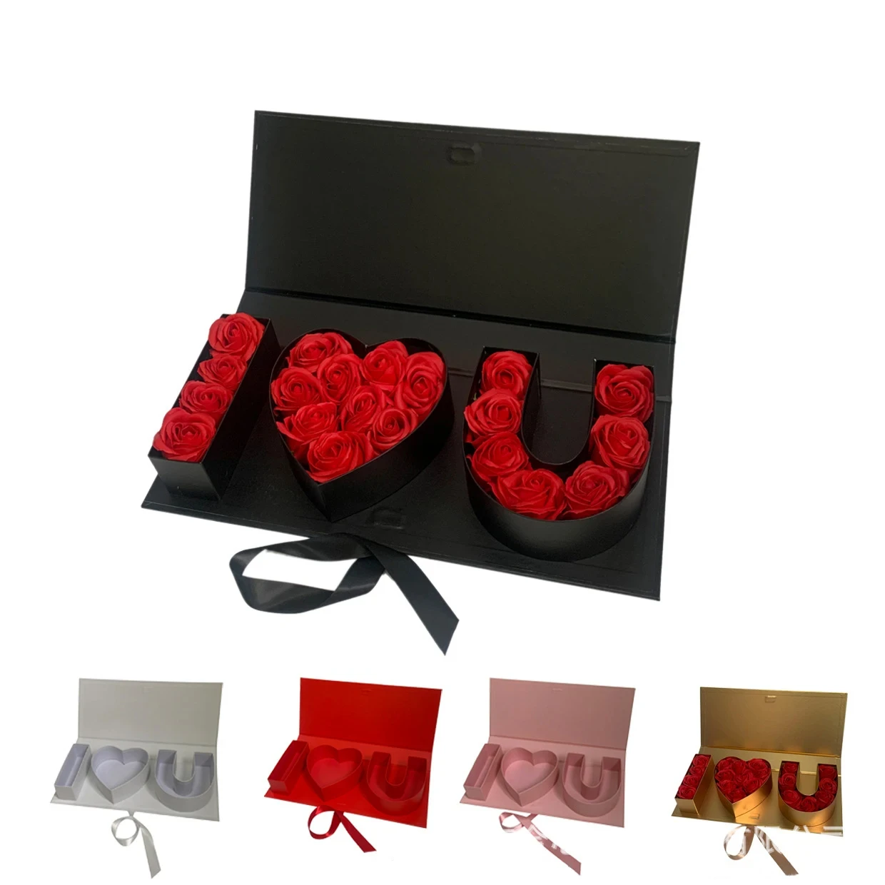 45x19x6cm Cardboard Gift Box Creative I Love You Shaped Fillable Chocolate Sweet Packing Box With Ribbon Bow For Lover Gift Wrap