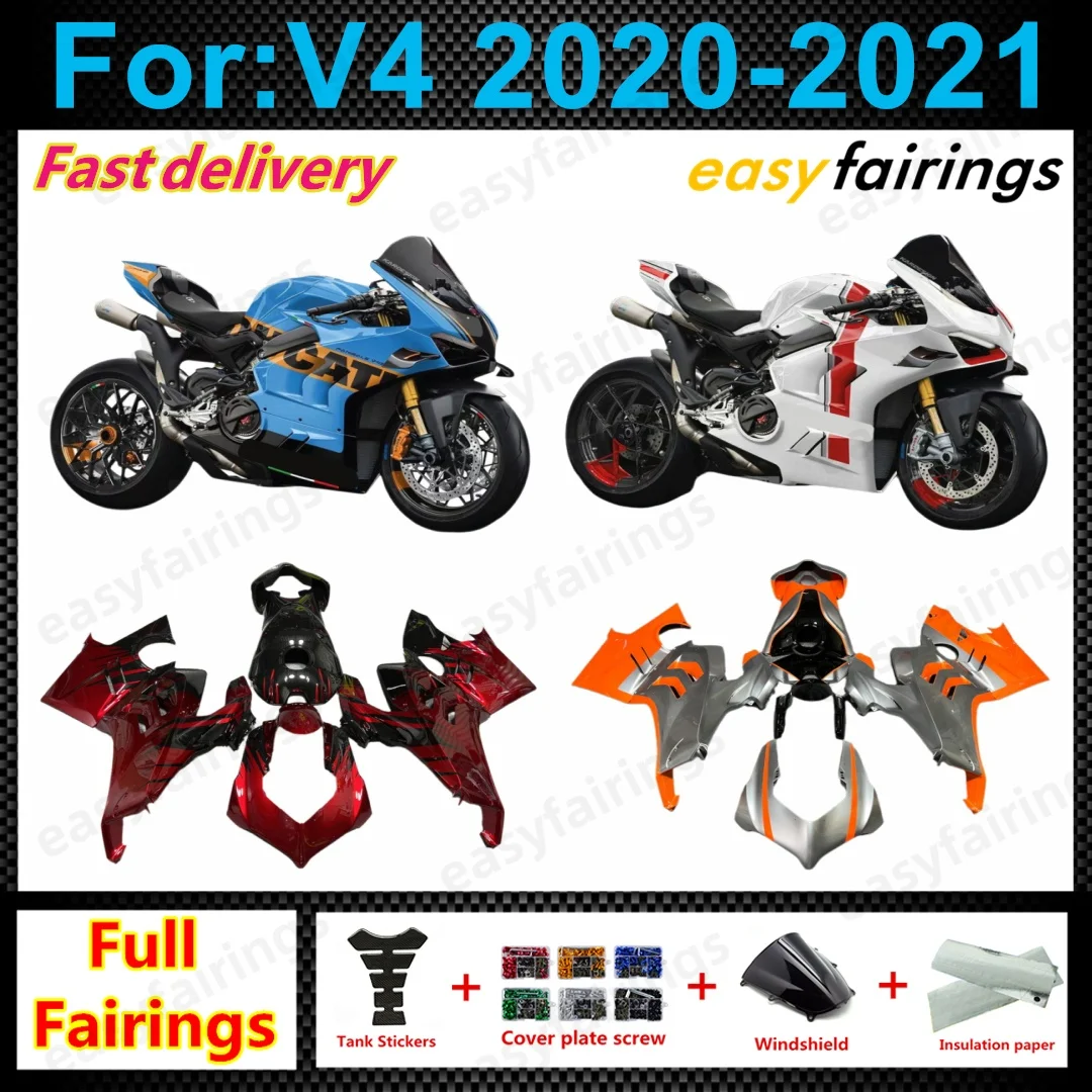 Aftermarket Motorcycle Fairings Set Fit Panigale V4 2020-2021 Injection Molded Body Panels Replacement Fairing Kit Restoration