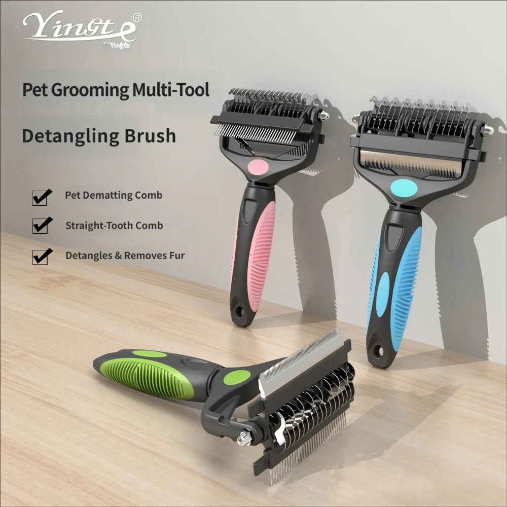 Pet comb - Multi-functional three-in-one comb for untying knots, cat comb, hair removal tool for dogs, pet grooming brush