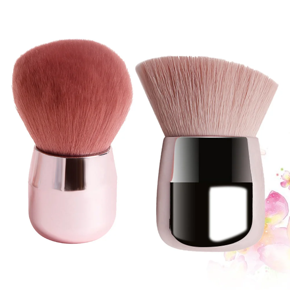 Zestaw 2 pędzli do makijażu, przenośne pędzle w kształcie grzybka, pędzel do pudru i różu, miękkie włókno, ergonomiczny uchwyt, naturalny makijaż