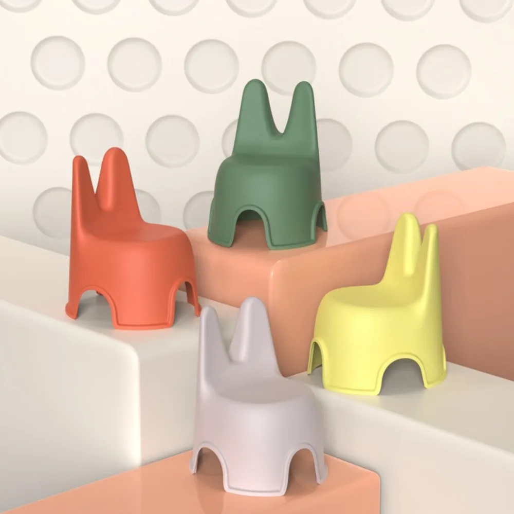 Creative Plastic Children's Chair Stable Rabbit Ears Dining Chair Anti-slip Thickened Back Chair Baby