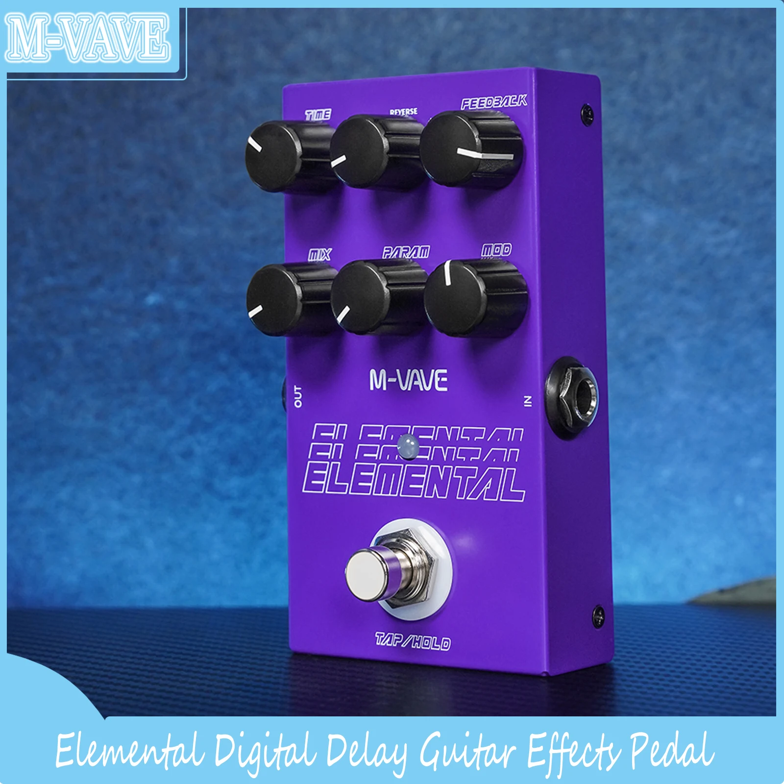 

Цифровая педаль задержки M-vave Elemental, гитарная педаль задержки, поддержка режима TAP и HOLD, 9-различный эффект задержки