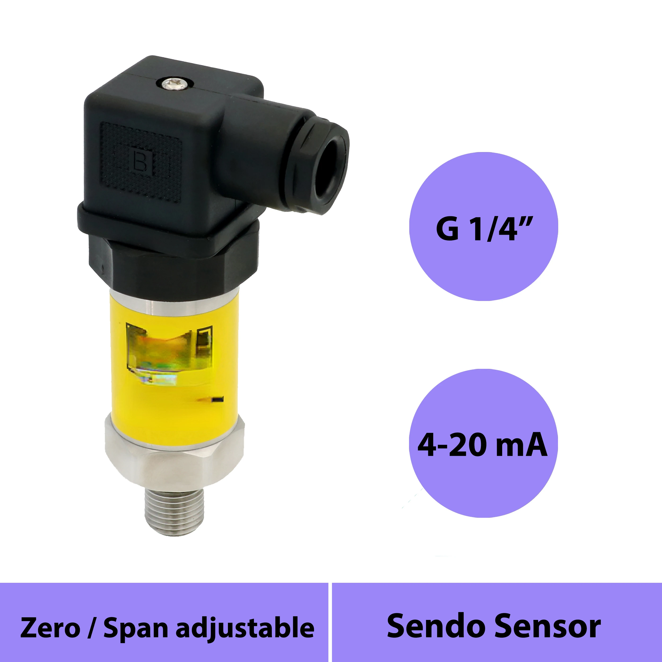 pressure sensor, 12-36V supply, 1MPa/10bar/145psi gauge, G1/4