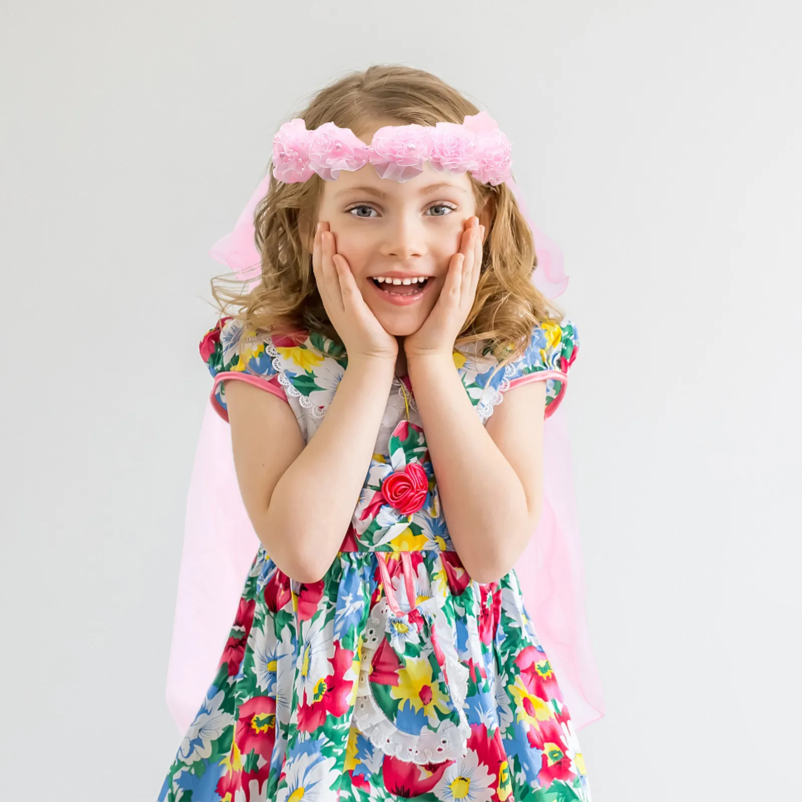 

Headband Wreath Veil Headpiece Floral Flower Veil Headdress For Wedding Party Cosplay Photography