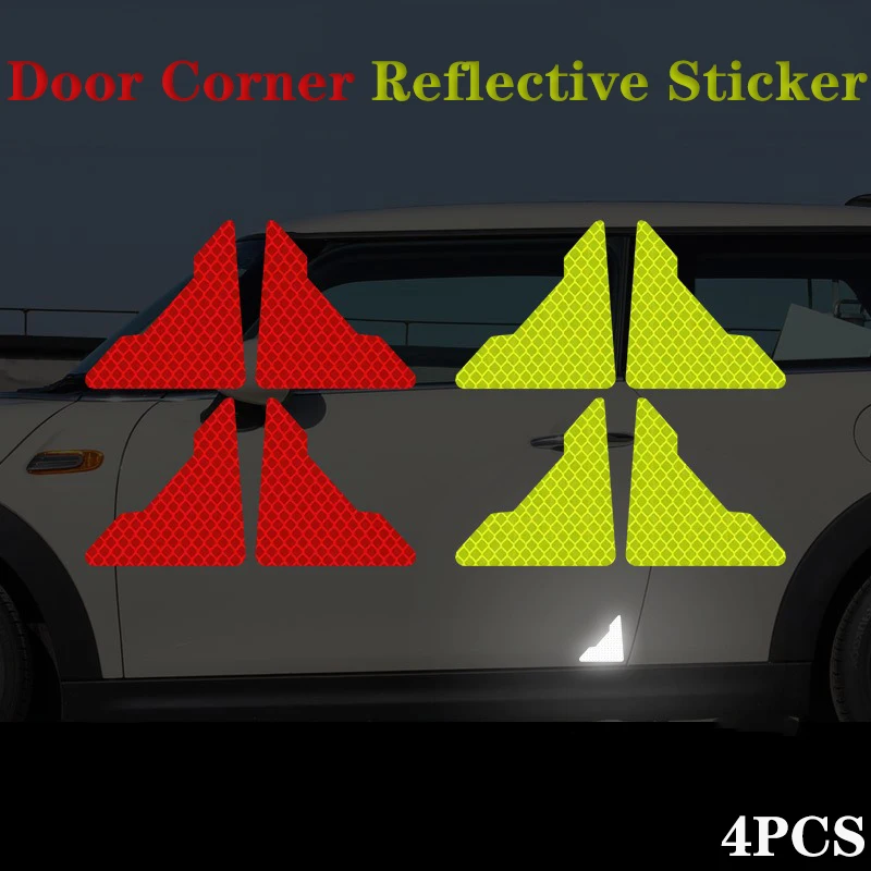 

4PCS Universal Car Door Protection Corner Sticker Self-Adhesive Scratch Resistant Night Safety Warning Decals for SUV Sedan Van