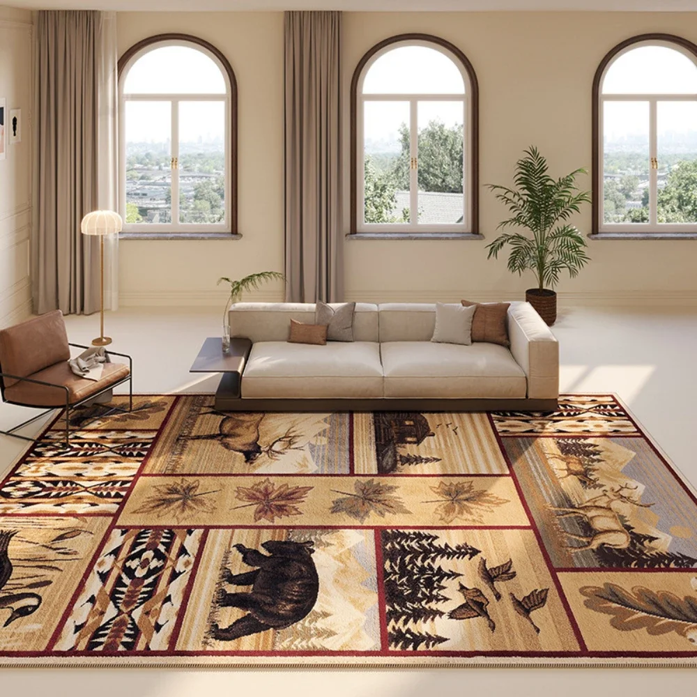 Nordic Wildlife Print Bereich Teppich Bär Elch Hirsch Rutschfester Teppich für Wohnzimmer Sofa Schlafzimmer Küche Große Bodenmatte Eingang