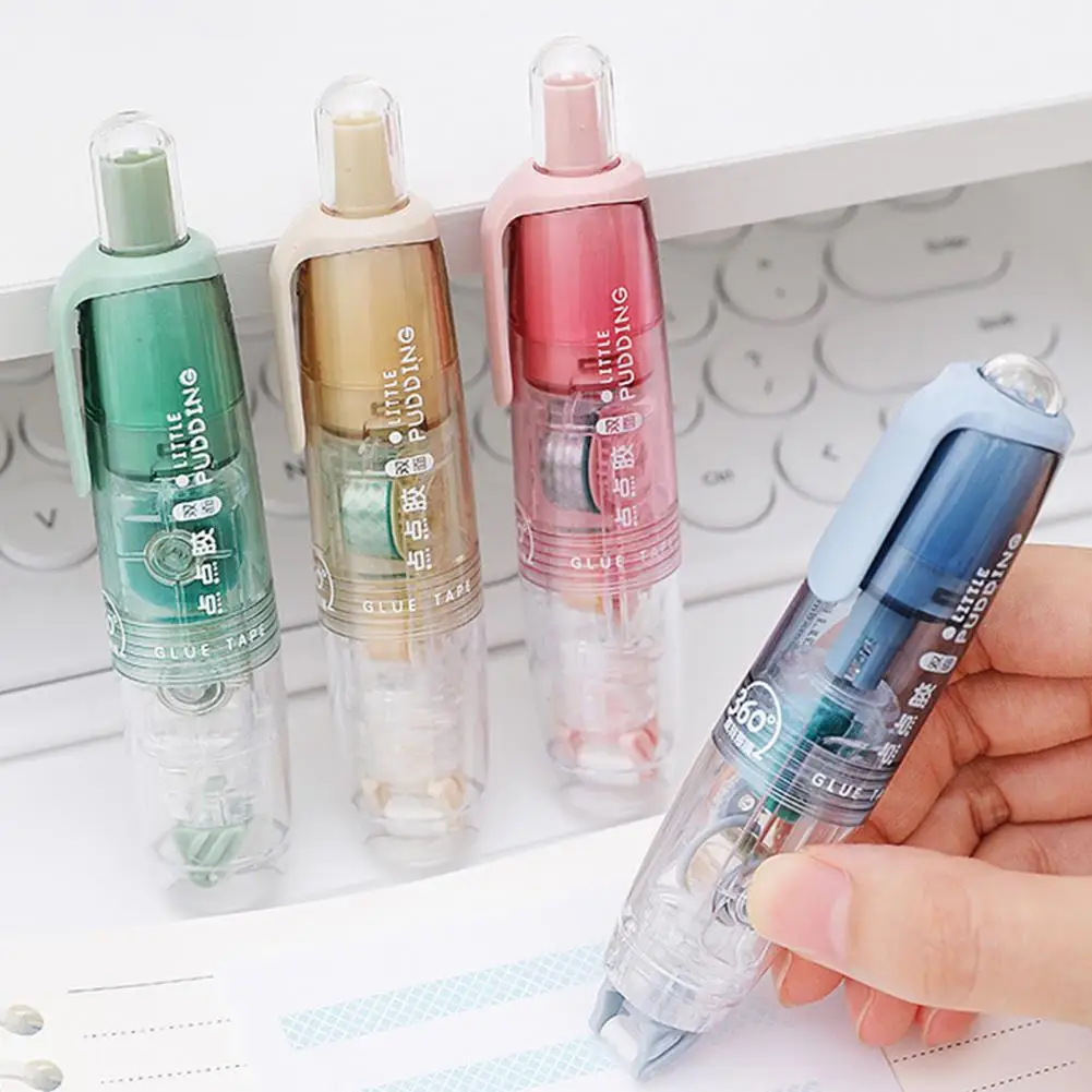 Adesivo rolo fita dispensador, dupla face, leve, portátil, Scrapbooking, cola de fita do rolo, material escolar, 2pcs