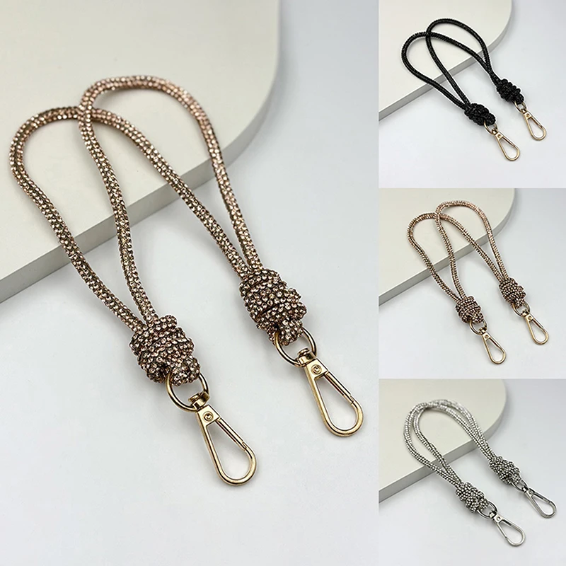 Women Stylish Handbag Chain Strap Embellished With Rhinestones Loop Knot Closure Suitable For Evening Casual DIY Wallet Making