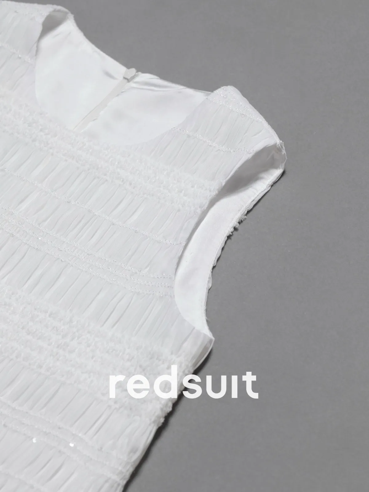New Luxury texture white sequin fashionable thin sleeveless round neck top Custom Size