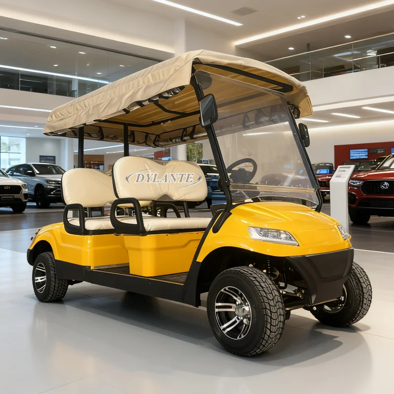 الكلاسيكية الفاخرة 48 فولت 5kw 120ah بطارية ليثيوم هيكل الذراع المزدوج 4 مقاعد نادي الصيد سيارة عربة جولف كهربائية #5
