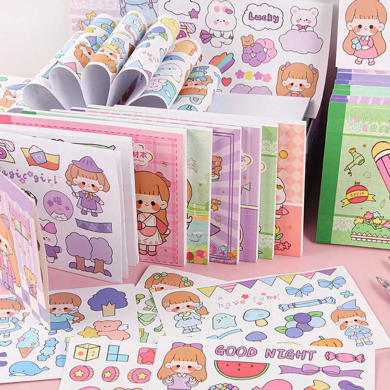 

Stickers Kawaii 24 Non-repeating Material Book Stickers Set Cute Girls Decorative Patterns Student Diy Cheap Stickers