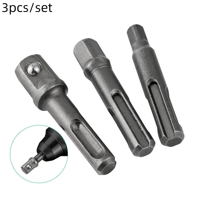 3pcs SDS Socket Driver Set Drill Bit Adaptor 3/8 1/4 1/2