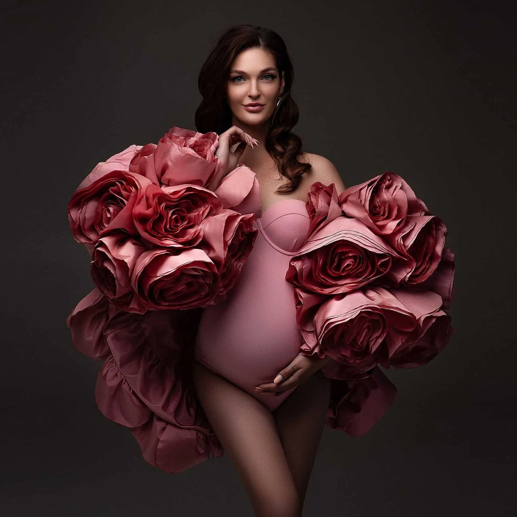 

Романтическая накидка с цветком розы, свадебная шаль, накидка ручной работы с 3D цветочным принтом для беременных, фотосессия, популярные пышные цветы, свадебные накидки на заказ