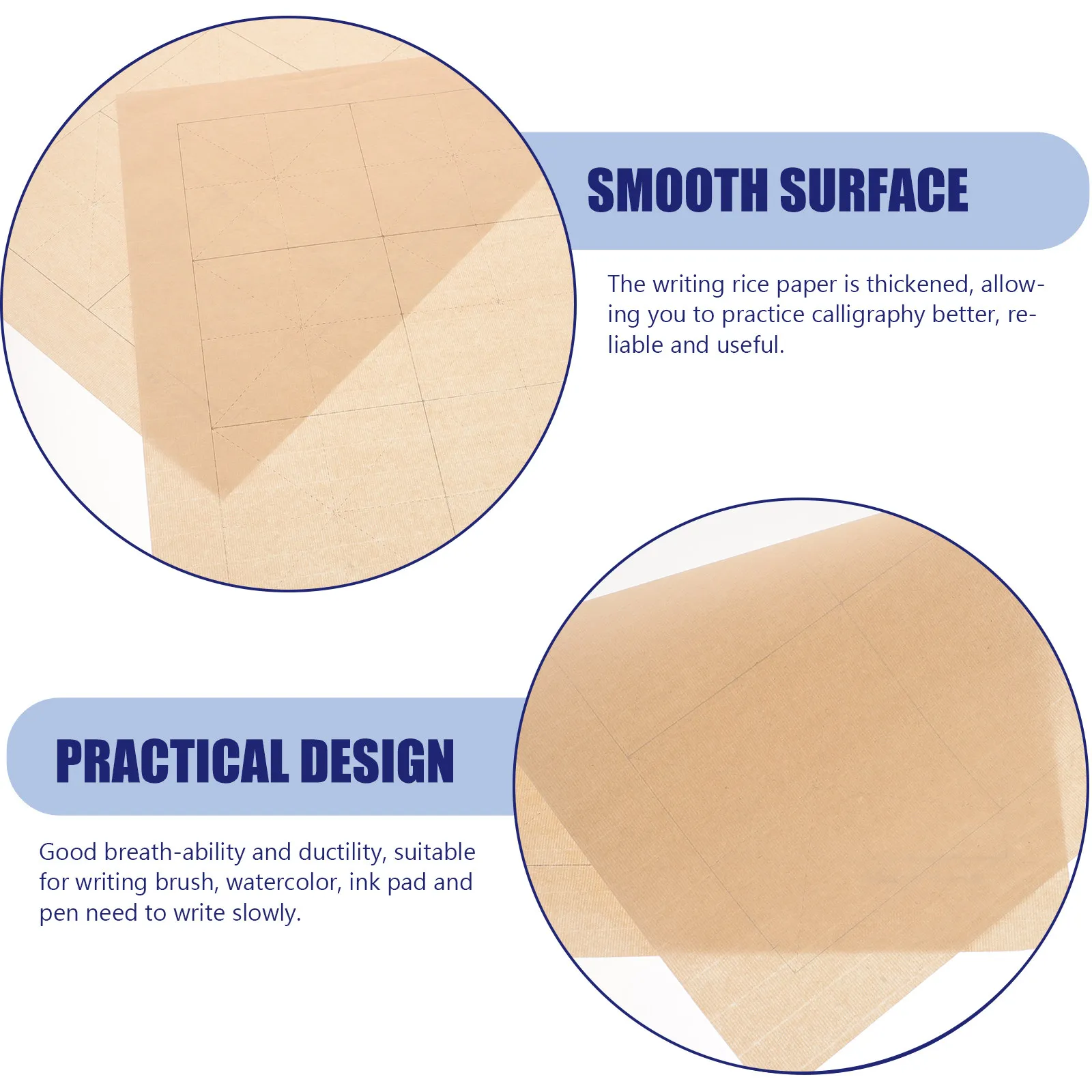 100Sheets Professional Calligraphy Paper Zi Grid Chinese Rice Paper Thickened Ductile Breathable for Ink Brush Practice