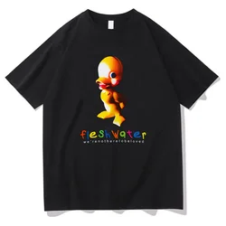 Fleshwater Rock Band T-shirts Funny Duck Graphic Printing Tee-shirt Women Men Grunge Fashion Tshirts Cotton Short Sleeve Tee Top