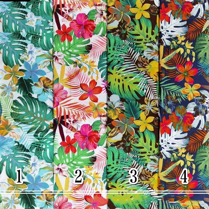 148x 100cm Hawaiian Tropical Leaf Shirt Fabric Cotton Printed Children's Clothing Women's Dress Skirt Cloth