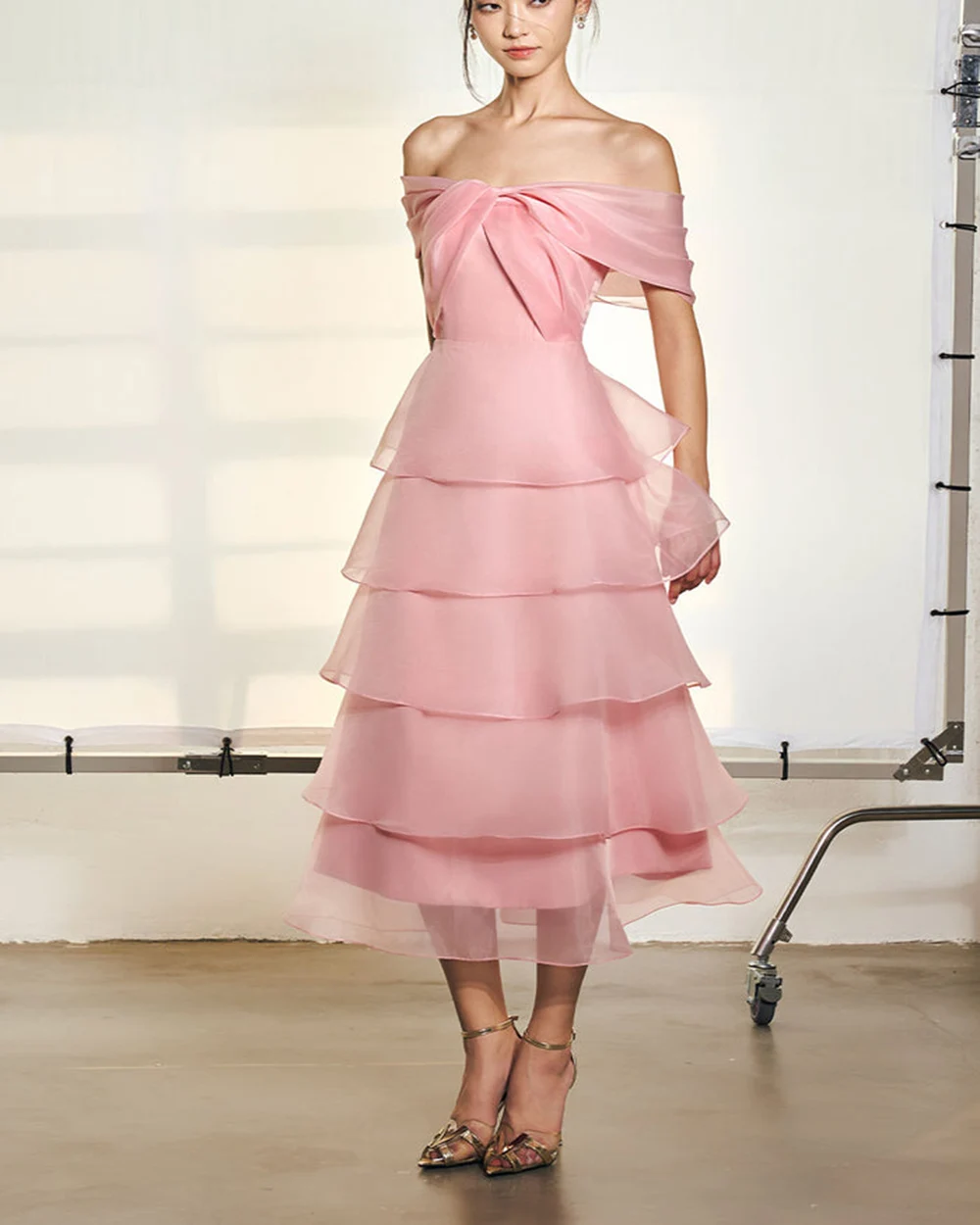 

HONEYED Long Prom Dresses فساتين سهرة2025 Off Shoulder Layered Off-Shoulder Organza Midi Dress Cocktail Party Evening Dress