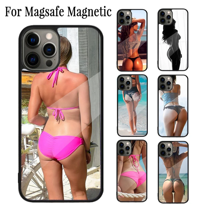 Sexy Ass Underwear Bikini Woman Girl Magnetic Phone Case For iPhone 16 15 14 Plus 13 12 11 Pro Max Magsafe Wireless Cover