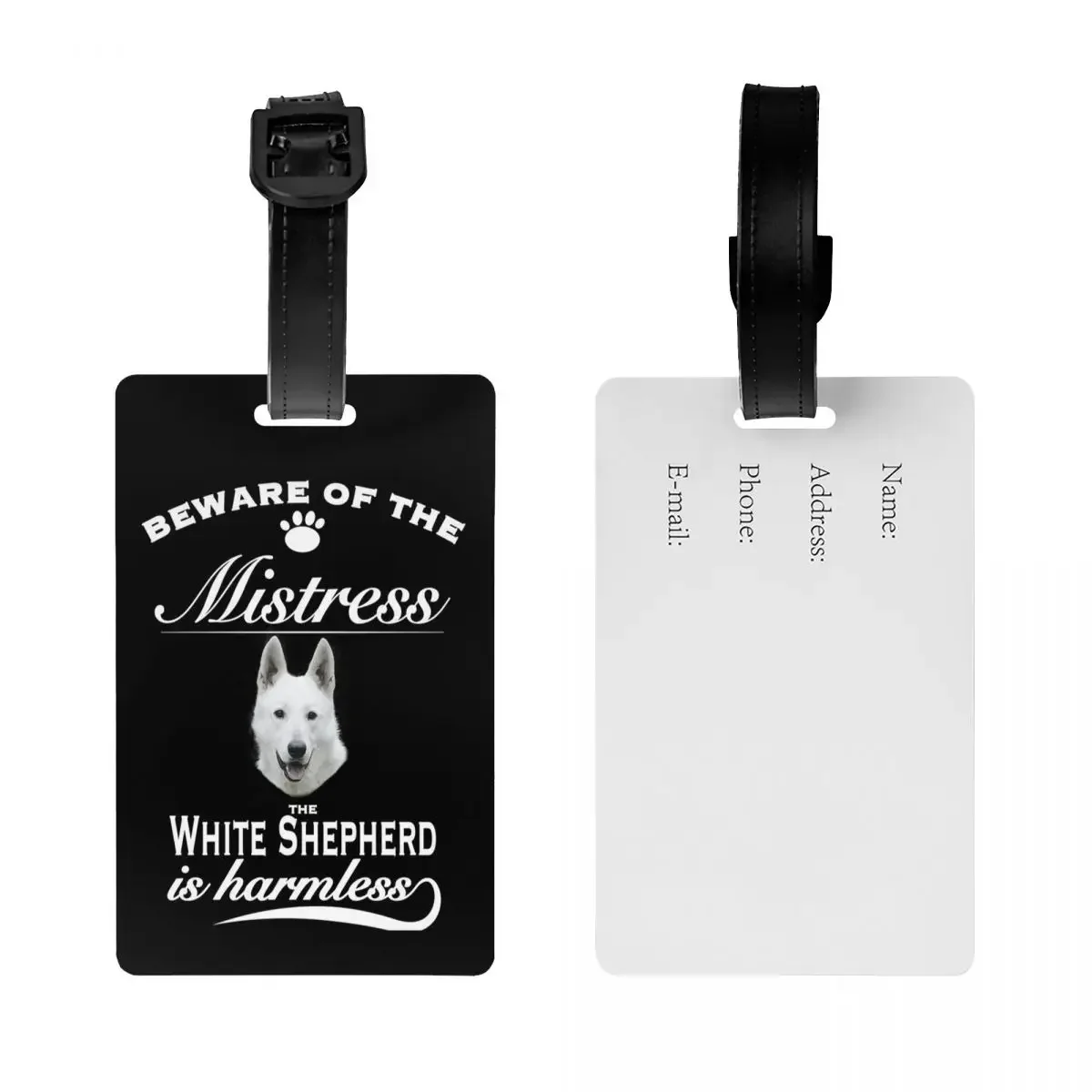 الأبيض الراعي الألماني التي شيرت الأبيض الراعي الألماني الكلب قميص المحملة علامات الأمتعة الأمتعة الصعود علامة التسمية حامل معرف اسم العنوان #2