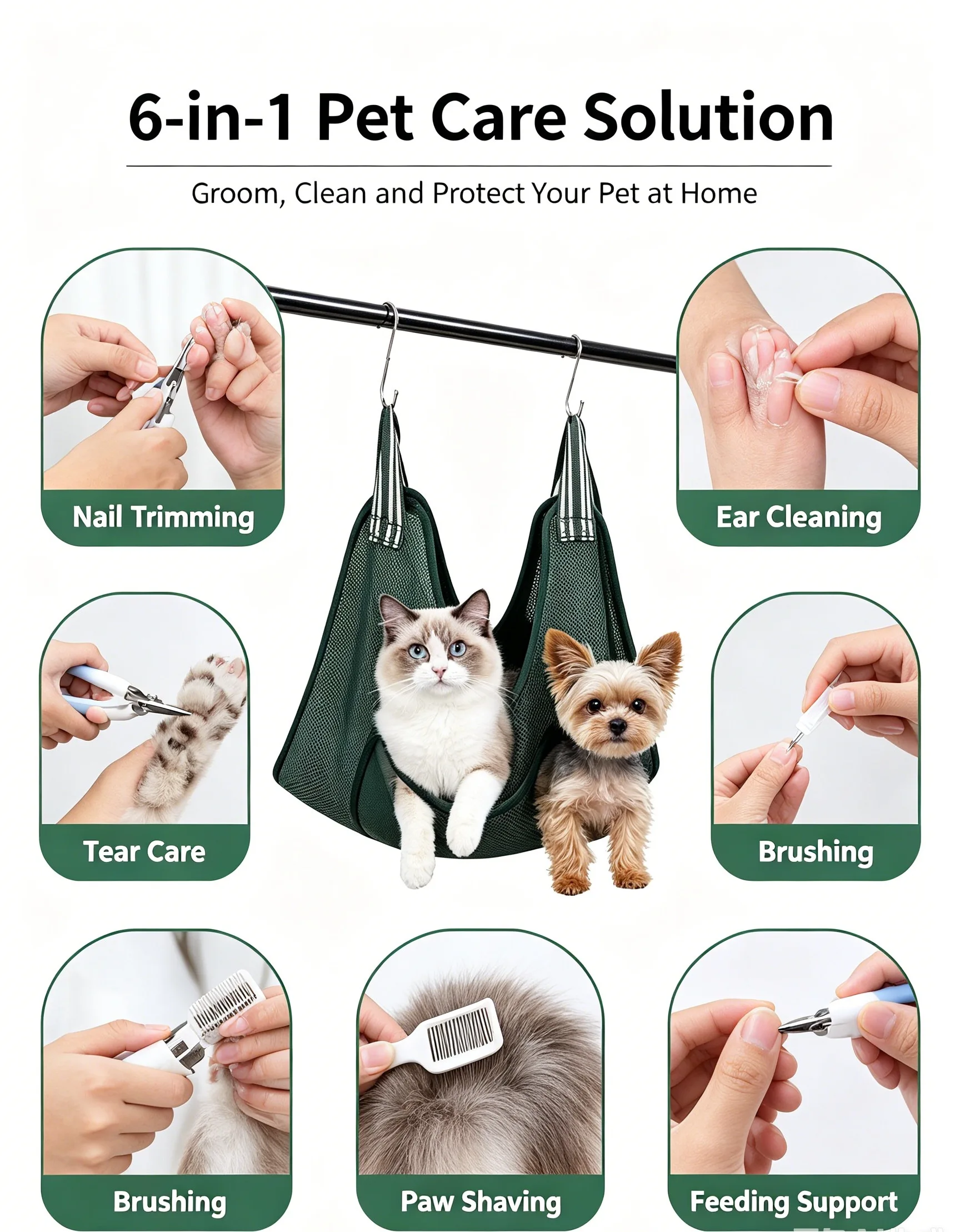 Cat and Dog Nail Clipping Tool Hammock for Pet Grooming, Anti-Scratch and Anti-Bite Fixation Accessories view 5