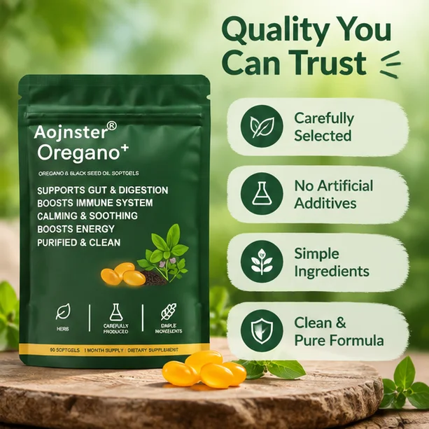 Herbal Oregano Black Seed Oil Softgels, Purified Raw Material, Support Digestive Comfort, 60 Count Adult Dietary Supplement