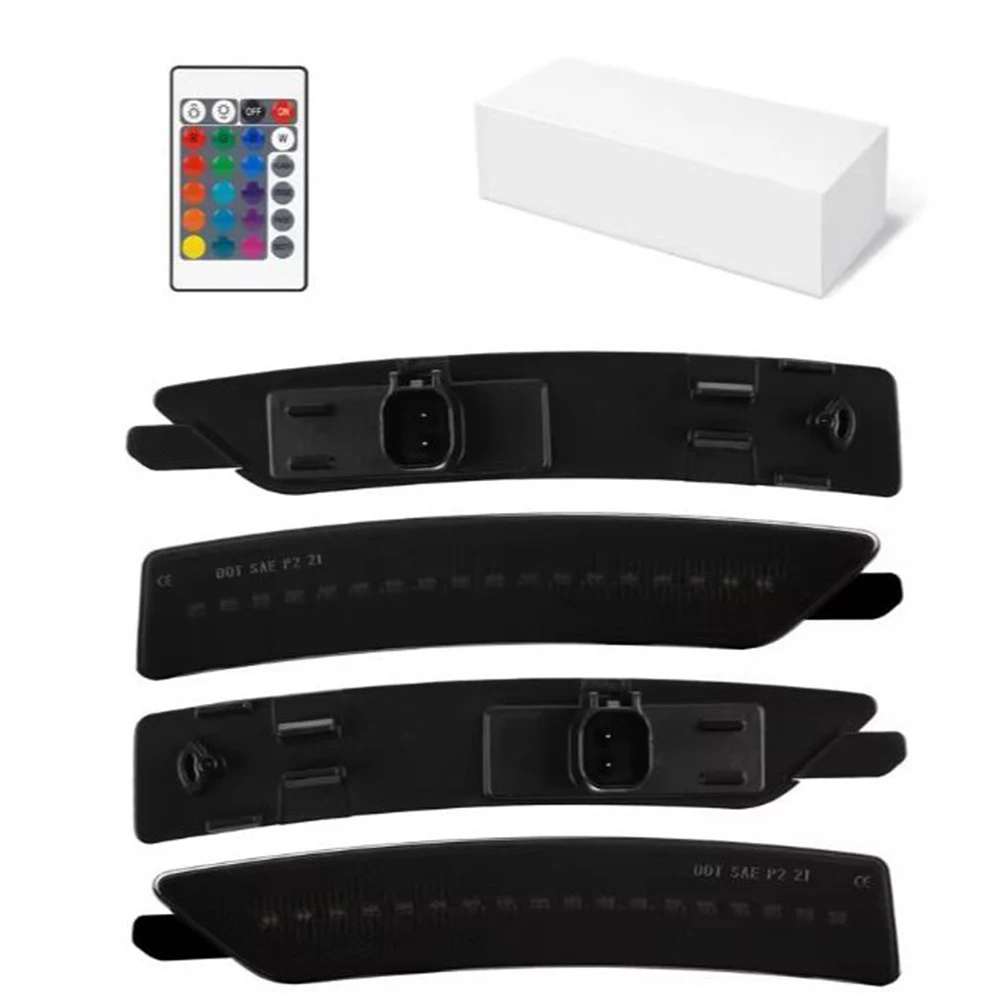 For Ford Mustang 2024- S650 Gen7 Moving RGB LED Front Rear Side Marker Fender Light Smoke Lens Multi-Color Indicator